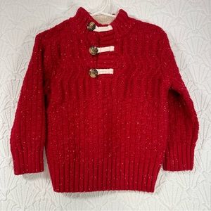 Cat & Jack Boys Size 2T Textured Knit Pullover Mock Neck Toggle Closure Sweater